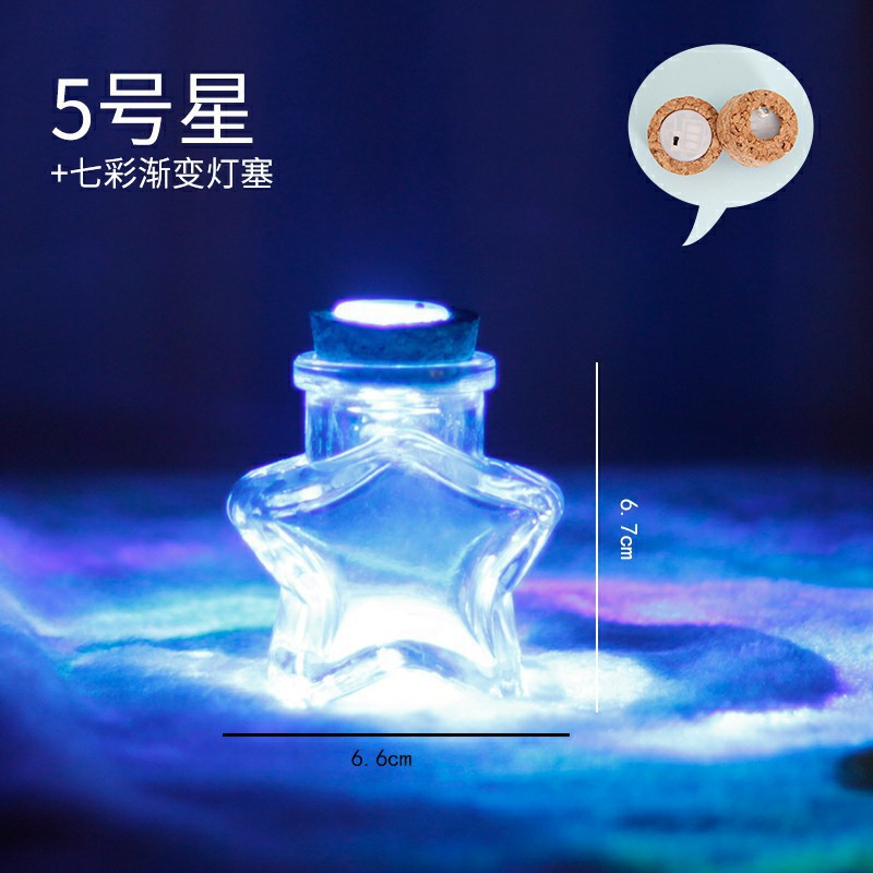 EXPRESIÓN DEL SEGUNTO DIY Botella de mar transparente tapón de madera botella de vidrio flotante botella de arco iris botella de deseo botella de estrella material