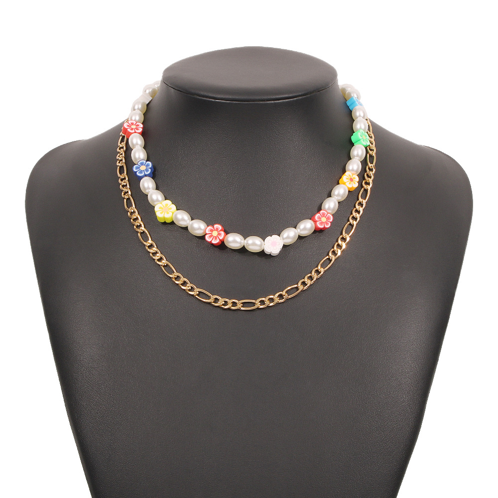 Bohemia Flower Imitation Pearl Double-layer Necklace display picture 10