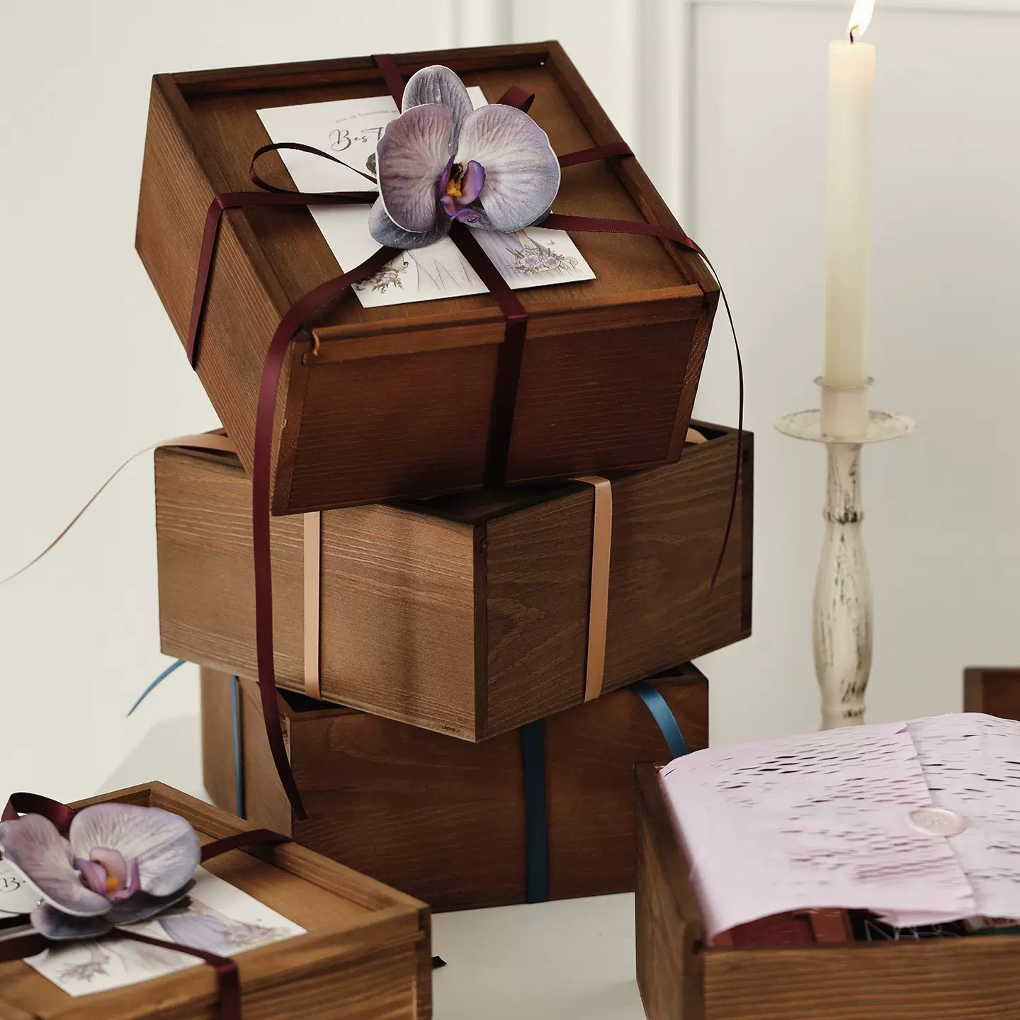 抽拉盖伴娘伴手礼品包装木盒结婚喜糖永生花零食春节中秋节通用