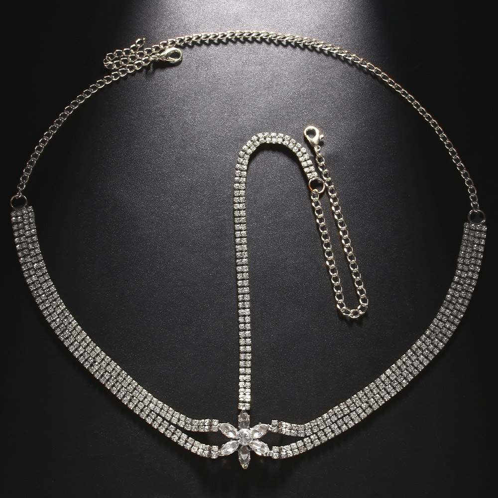 simple flower headdress bridal temperament headband rhinestone head chain hair accessories stage accessories Hair chain_voghion.com