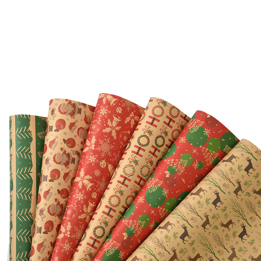 Amazon nuevo papel kraft retro caja de regalo de Navidad letras Papá Noel regalo papel de regalo al por mayor