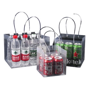 in stock PP transparent frosted tote bag candy transparent gift bag shopping bag clothing hand bag