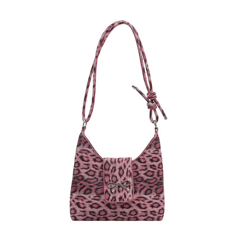 Leopardo arco brazo bolso para mujeres 2024 otoño nuevo nicho de diseño simple bolso de hombro exterior