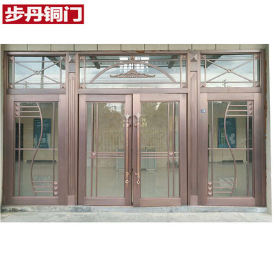 步丹玻璃铜门商铺门玻璃酒店门别墅大门进户门阳台门浙江铜门厂家|ru