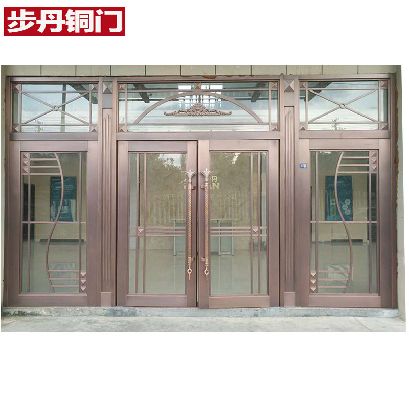 步丹玻璃铜门商铺门玻璃酒店门别墅大门进户门阳台门浙江铜门厂家|ru