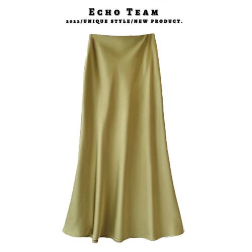 Acetic satin skirt for women 2025 spring and summer new style hanging A-line fishtail skirt medium and long commuting Korean style