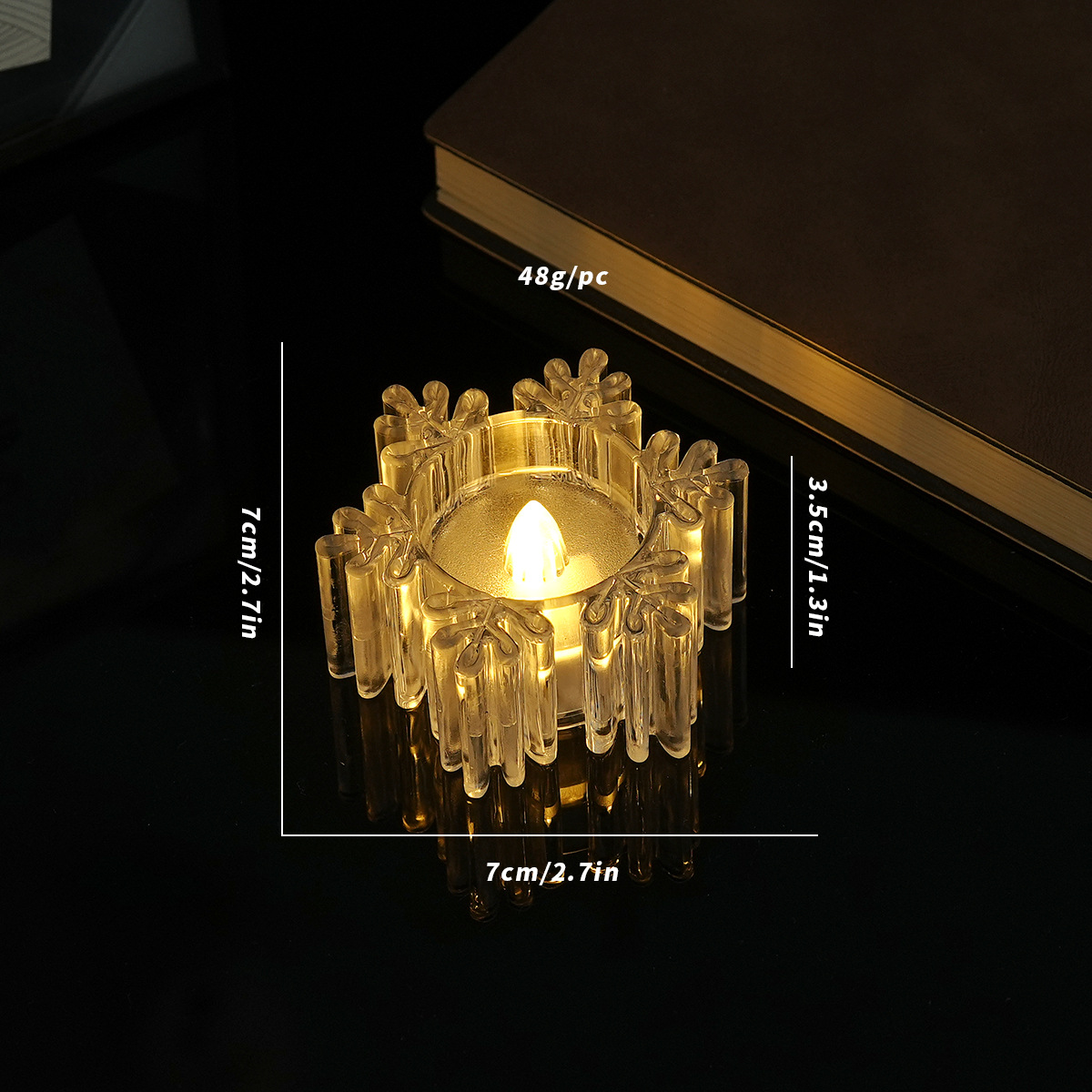 Navidad copo de nieve luz de vela electrónica LED sin humo té cera simulación vidrio fiesta de cumpleaños ambiente romántico luz de vela