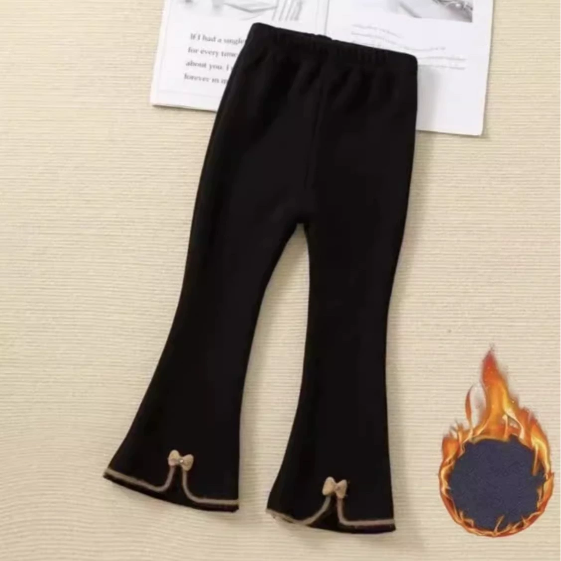 Осенне-зимние расклешенные брюки для девочек, детская верхняя одежда в западном стиле, леггинсы на флисовой подкладке, Детские универсальные модные брюки в Корейском стиле