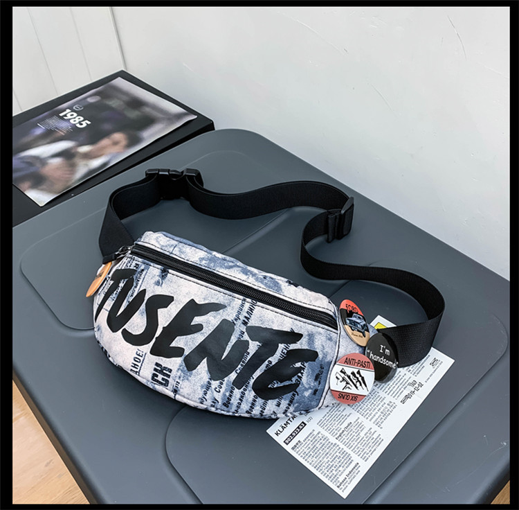 Shoulder Messenger Bag Men's Trendy Brand Chest Bag Student Japanese Style Canvas Minimalism Casual Pouch Ins Super Hot Waist Bag Men's Bag display picture 21