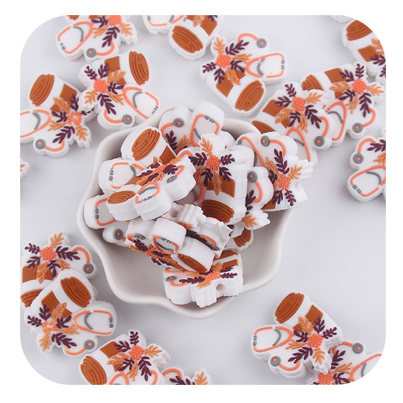 Productos creativos para bebés DIY de dibujos animados tazas de menú flores de silicona joyas de pezón cadena de dientes molares accesorios de pulsera de diente