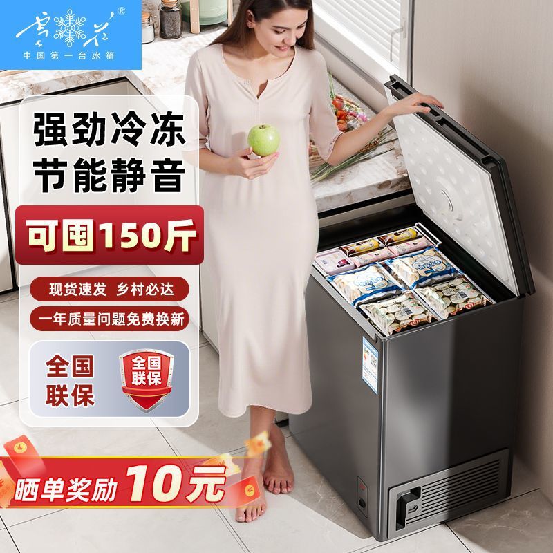 Snowflake Freezer Refrigerator Household First-Class Energy-Efficiency Refrigeration and Freezing Single-Temperature Small Freezer Horizontal Energy-Saving Commercial Breast Milk
