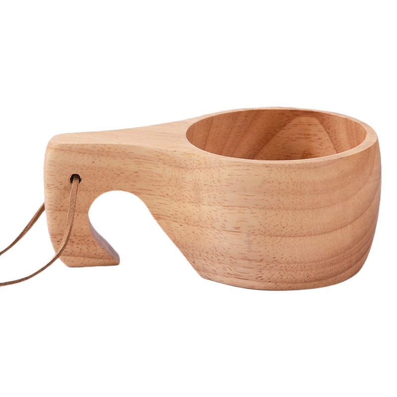 Taza nórdica taza de café de madera de goma taza de té creativa taza de agua de madera al por mayor taza portátil logo taza de madera