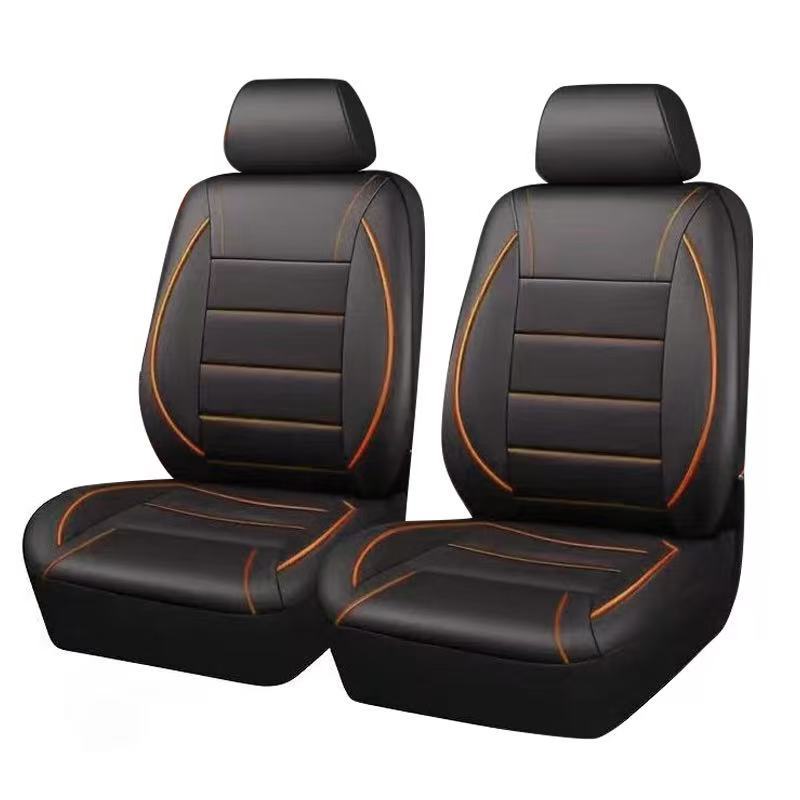 Universal Pu Leather Car Seat Cover with Single-Needle Arc Pull Strap, Leather Style, 5-Seater Car Seat Cover