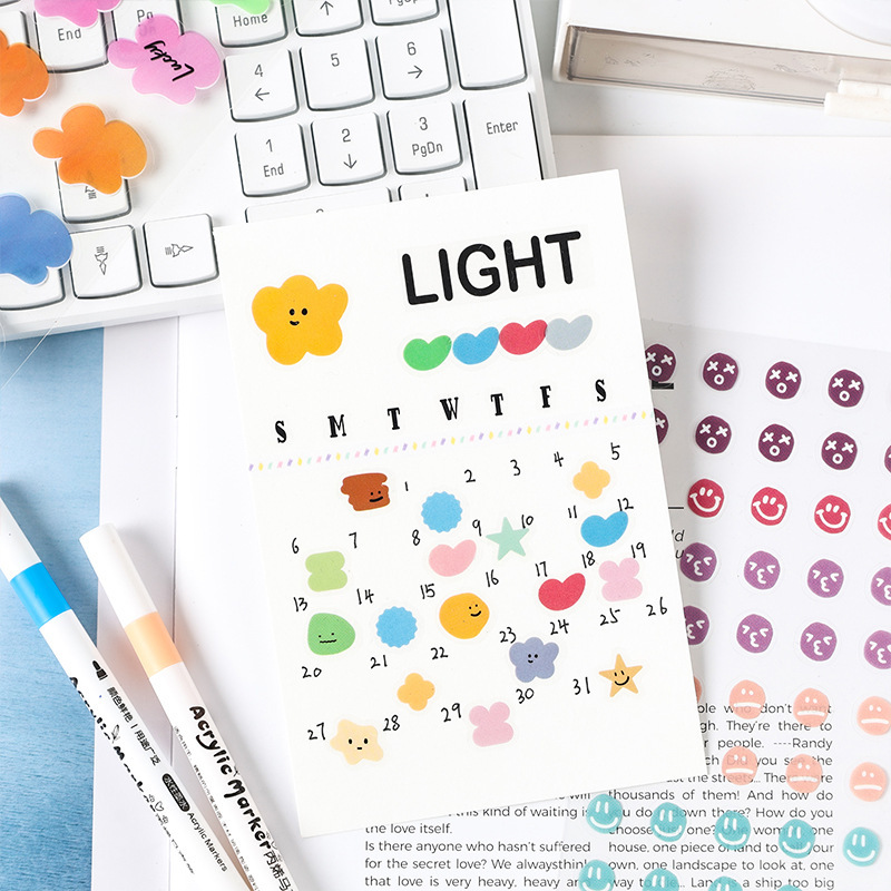 Etiquetas dulces transparentes pegatinas impermeables para mascotas diy diario pegatinas transfronterizas morandi color pegatinas de humor