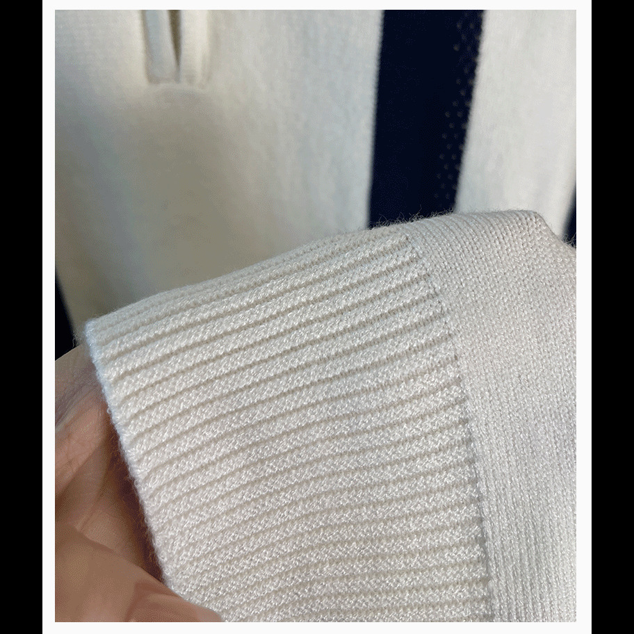 Men’s Half-zip Striped Knitted Polo Shirt Warm Autumn Winter Top_voghion.com