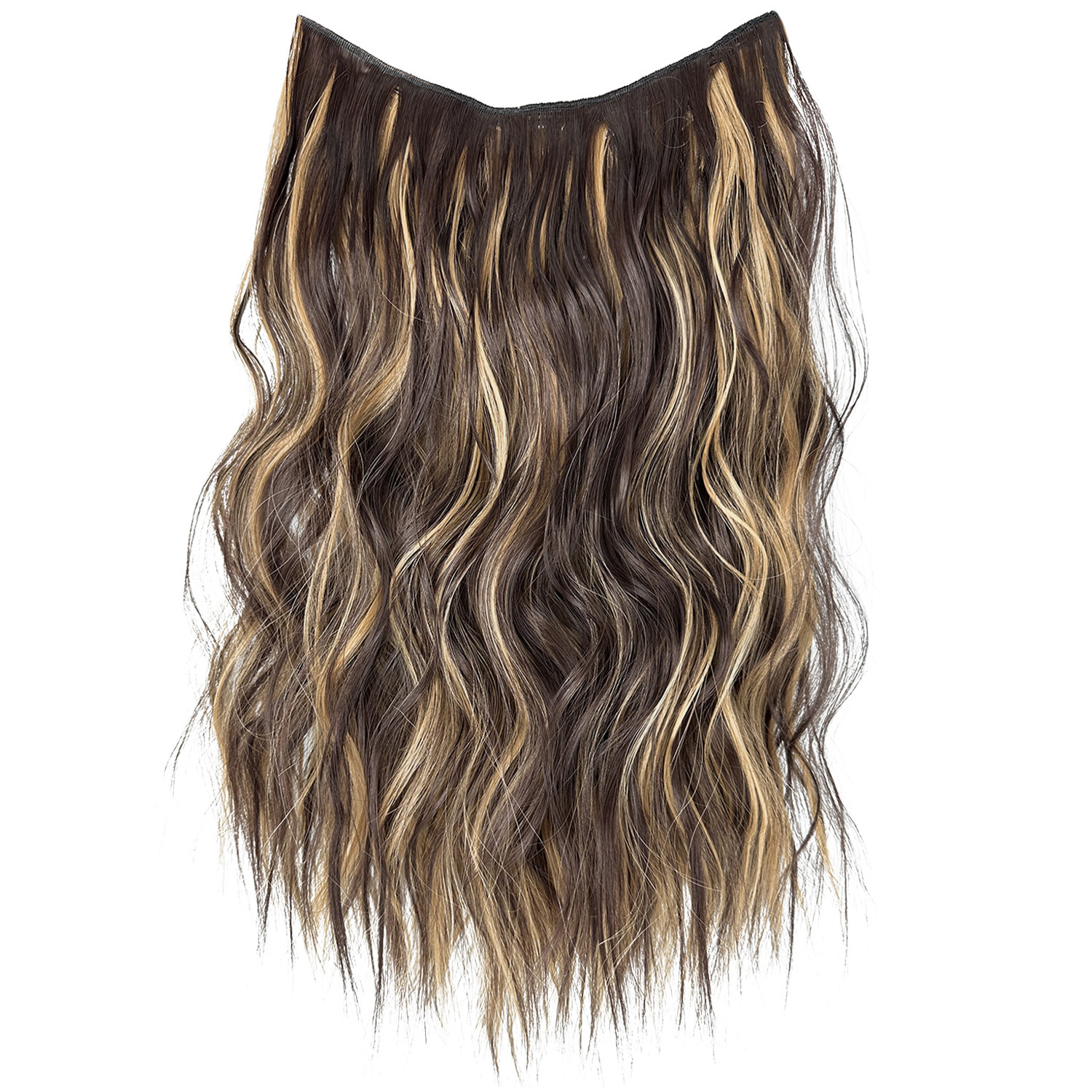 Peruca de cabello rizado en forma de U flácida, aumento de cabello, peruca de cabello simulada de una pieza, cabello largo femenino, cabello invisible sin huellas.