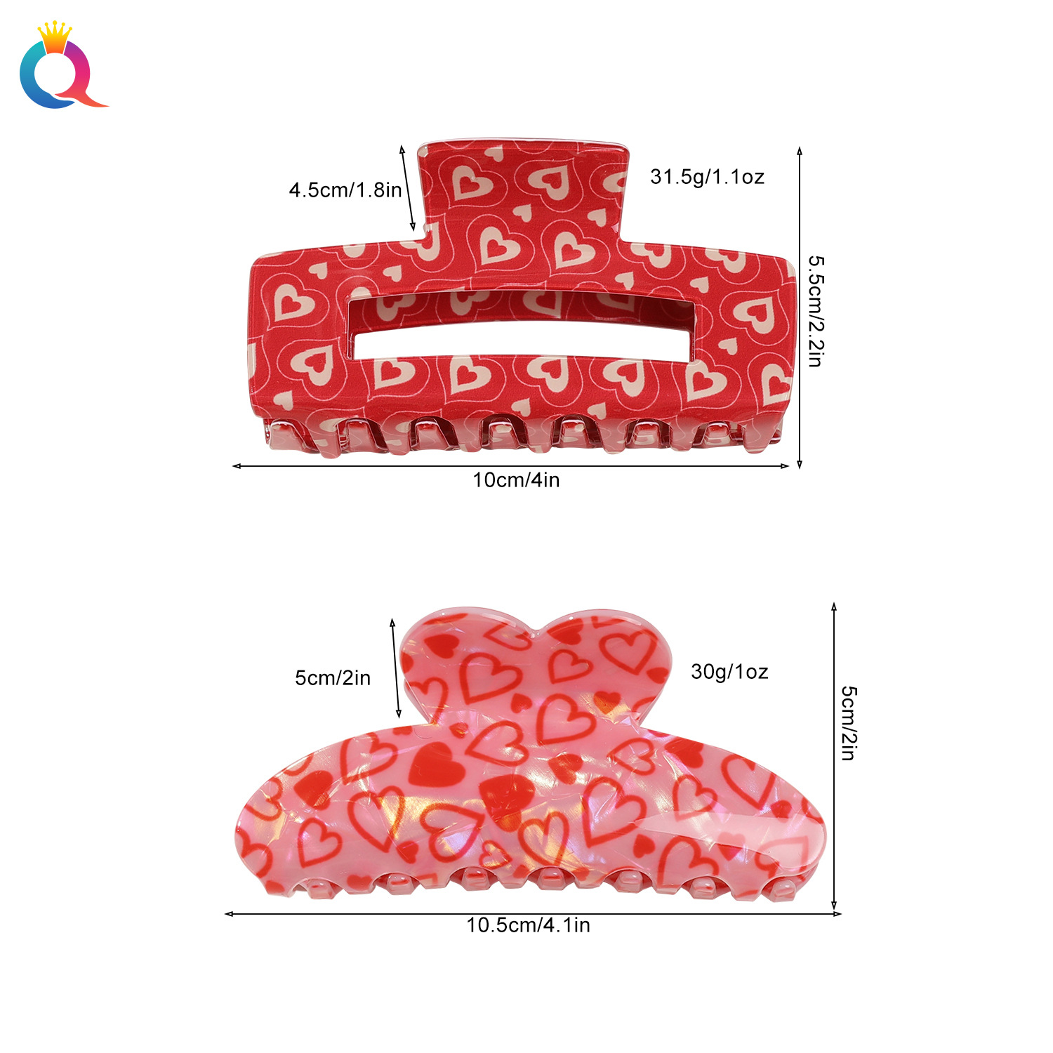 Street, Shopping Occasion Acrylic Material Lady Sweet Women's Heart Shape Arylic Hair Claws