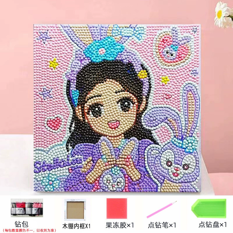 Набор алмазной мозаики DIY Kuromi и мультфильмы 20×20 см, рамка-наклейка, детское творчество