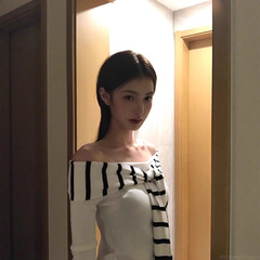 韩系条纹飘带拼接一字肩长袖t恤女秋季2025新款修身收腰辣妹上衣