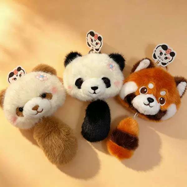 Popular Chengdu Red Panda Tail-Dragging Pull-Out Pendant, Panda Huahua Qizai Scented Plush Hanging Ornament, Palm-Sized Treasure