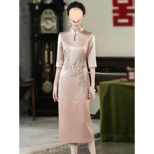 High-End Wedding Banquet Outfit for Mother-In-Law, Suitable for Everyday Wear, New Spring 2025 Dress, Wedding Mother's Noble Cheongsam, Acetate