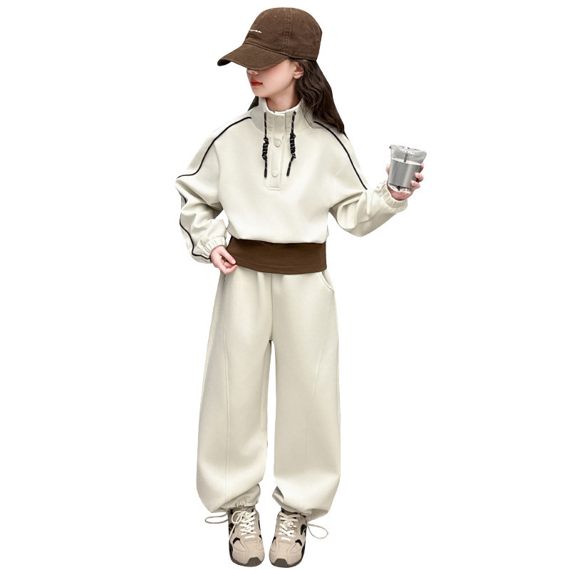 女童套装秋季运动服新款大童女孩洋气卫衣儿童春秋立领上衣跨境现|undefined
