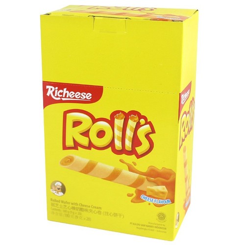 Indonesian imported snacks Richeese cheese-flavored cheese sandwich egg rolls 180g 20 pieces