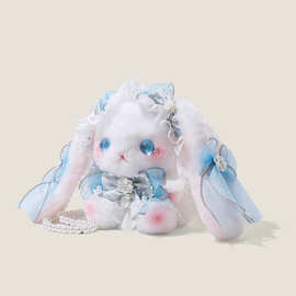 新款森系ins高颜值卡通洛丽塔兔子玩偶斜跨包少女珍珠链条单肩包