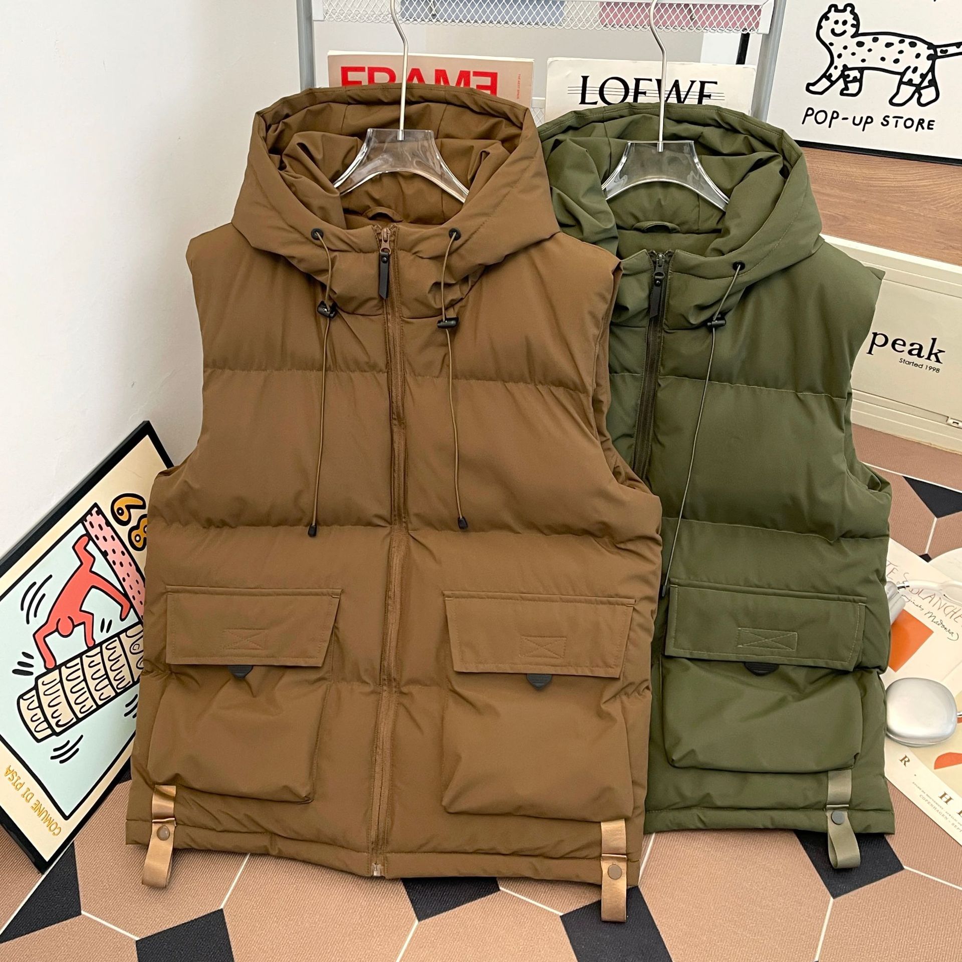 Transfronterizo otoño y invierno chaleco de hombre chaleco de color sólido marca de moda coreana engrosado hombre caliente bolsillo de hombro de pareja image 1