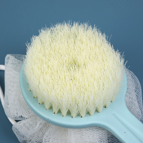 Two-in-one double-sided long-handled bath brush with bath ball, soft-bristled massage bath brush, bath brush