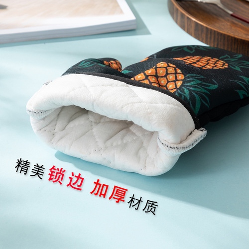 New Style Farmhouse Kitchen Print Microwave Baking Glove Heat Insulating Mat Set High Temperature Oven Heatproof Gloves