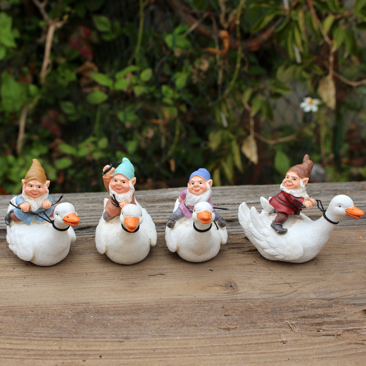 Garden Villa Landscape Decoration Outdoor Animal Sculpture Ornaments Simulation Riding Duck Dwarf Crafts Ornaments Now