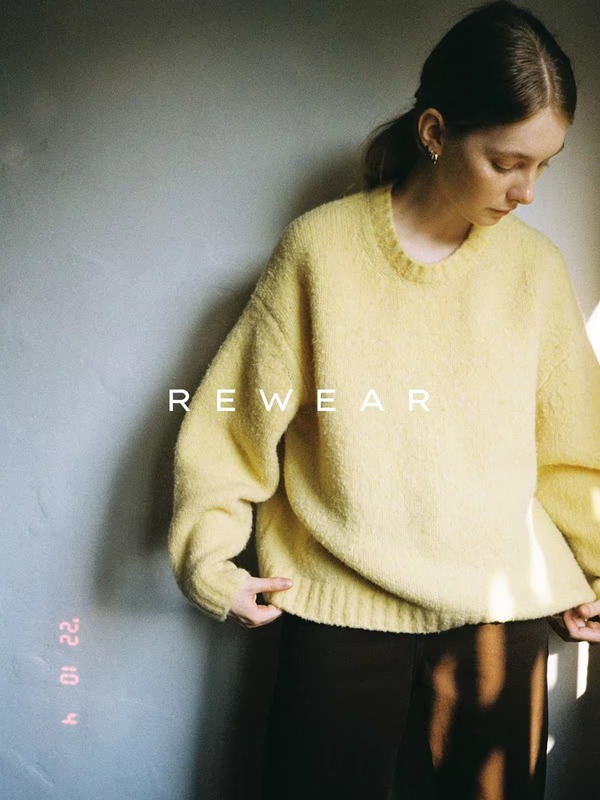 2633# REWEAR/明星同款 重磅肌理圈圈羊毛松弛苣软糯圆领针织毛衣|undefined
