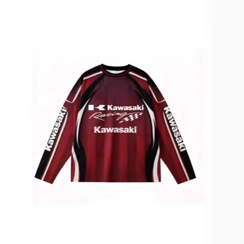 2025 Kawasaki Striped 3D Printed Long Sleeve Fashion Street Casual Daily T-Shirt Unisex Sports Crewneck Sweatshirt