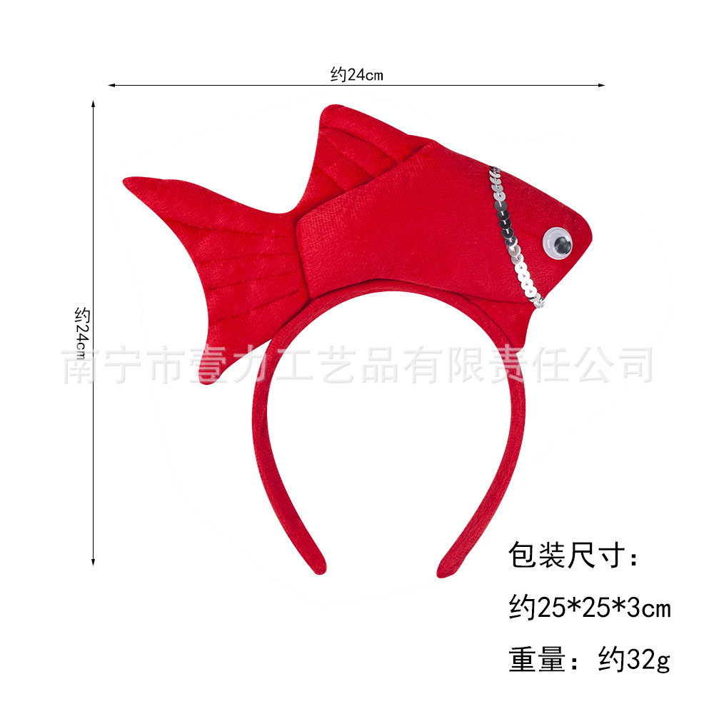 Wansheng rendimiento de la etapa tocado suministros de juego de Navidad peces animales diadema Vida Marina Goldfish diadema