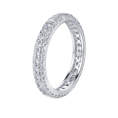 Mujing Jewelry S925 silver fashionable and simple silver zircon full diamond ring silver ring ring cross-border