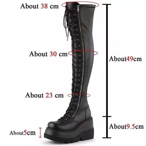 2025 Plus-Size Knee-High Waterproof Platform Boots for Women, European and American Slope-Heel Long Boots, Martin and Knight Boots