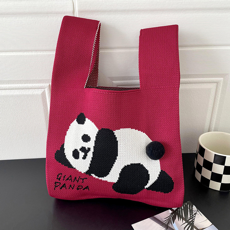 Bolsas de nicho de diseño de pandas lindos bolsas de mano de punto bolsas de mano estudiantes personalidad bolsas de brazo fábrica al por mayor