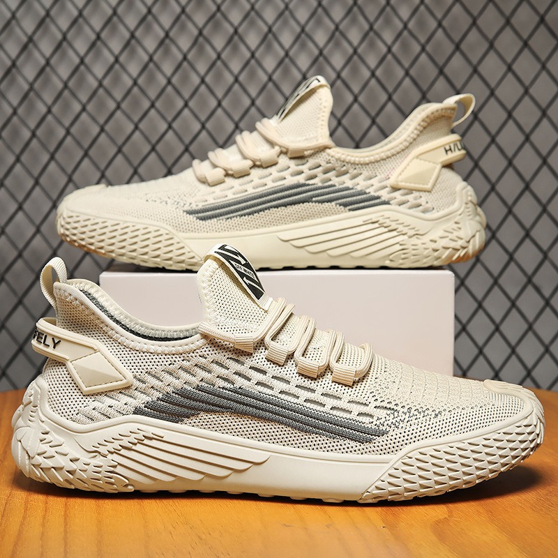 Men's Shoes, New Summer Sports Shoes, Casual and Versatile Running Shoes, Breathable Fly-Knit Trendy Slip-On Comfortable Casual Shoes