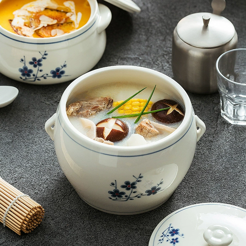 Миннаньская суповая кастрюля, пищевая керамика премиум-класса с крышкой, для варки и тушения, вкладыш для приготовления бульона, домашняя жаровня для тушения и приготовления на пару