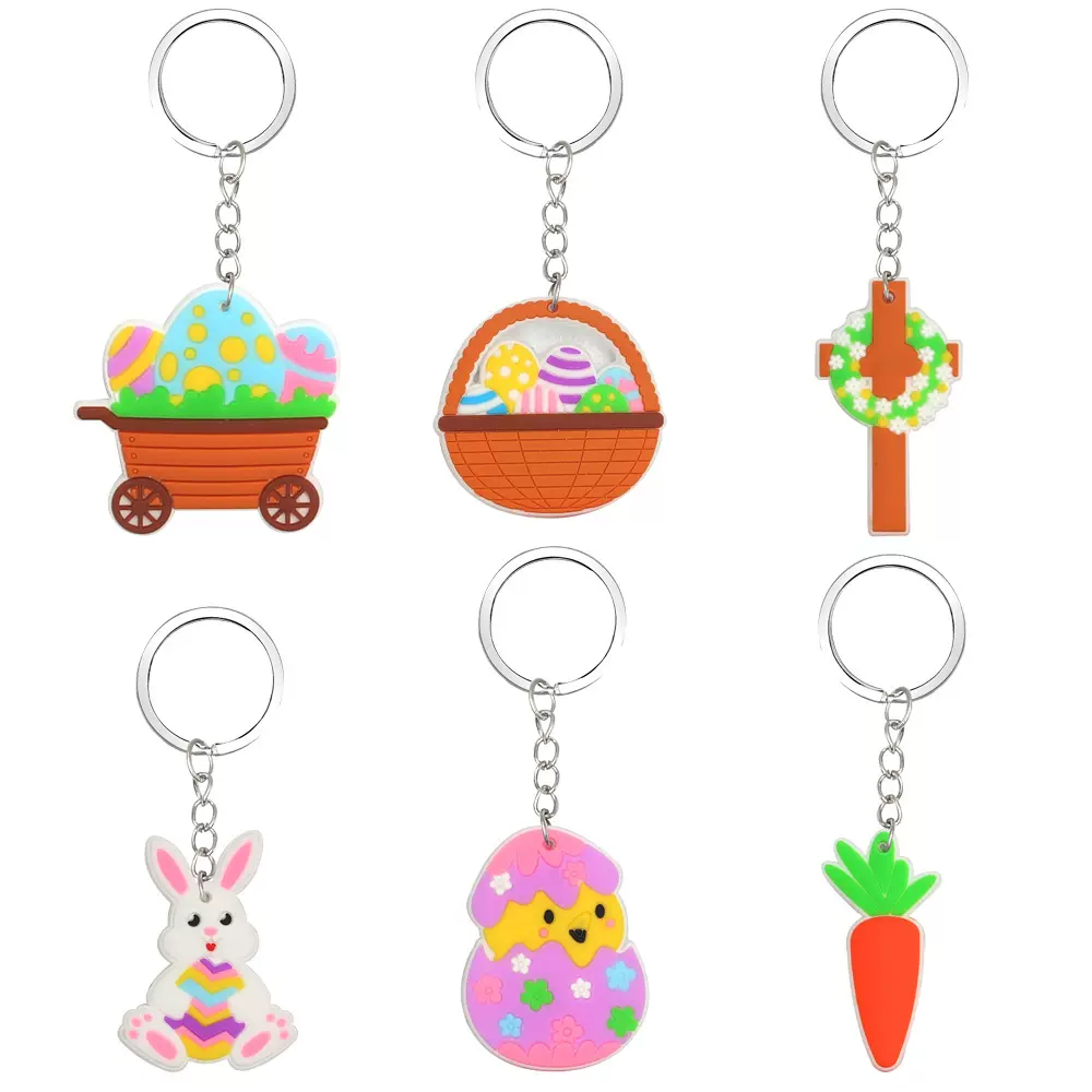 新款复活节钥匙扣挂件卡通春季彩蛋兔子胡萝卜小鸡配件挂饰礼品