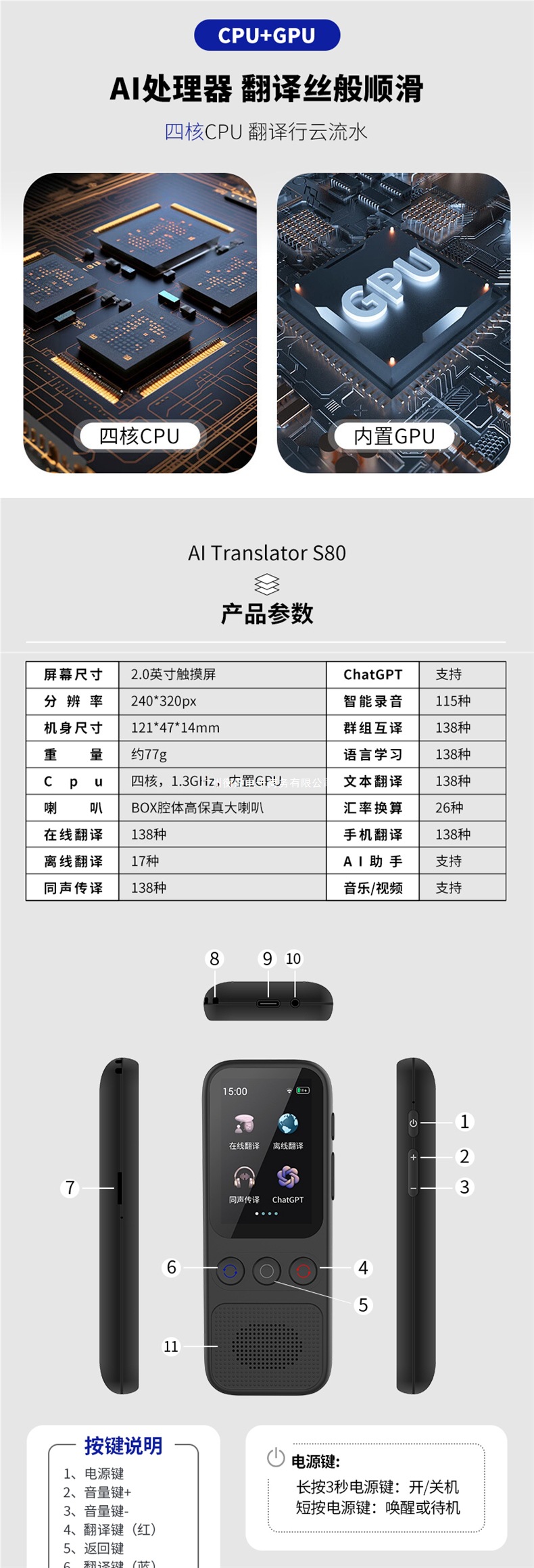 The 2025 new offline intelligent translation machine, simultaneous translator, enables real-time voice dialogue and multi-language translation into English undefined