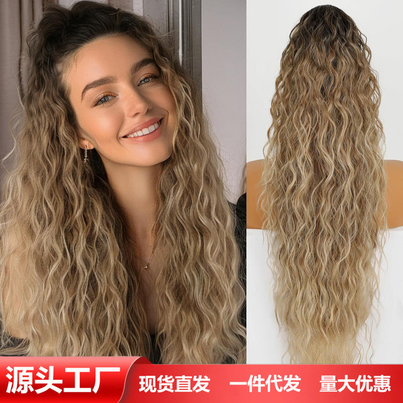 European and American Style Wavy Long Curly Hair Ponytail for Women, Fluffy Corn Perm Claw Clip Ponytail, 30inch Hair Extension Ponytail