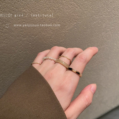 Vintage Acetate Circle Ring for Women  New Trendy Minimalist Luxury Fine Finger Ring Set Knuckle Ring