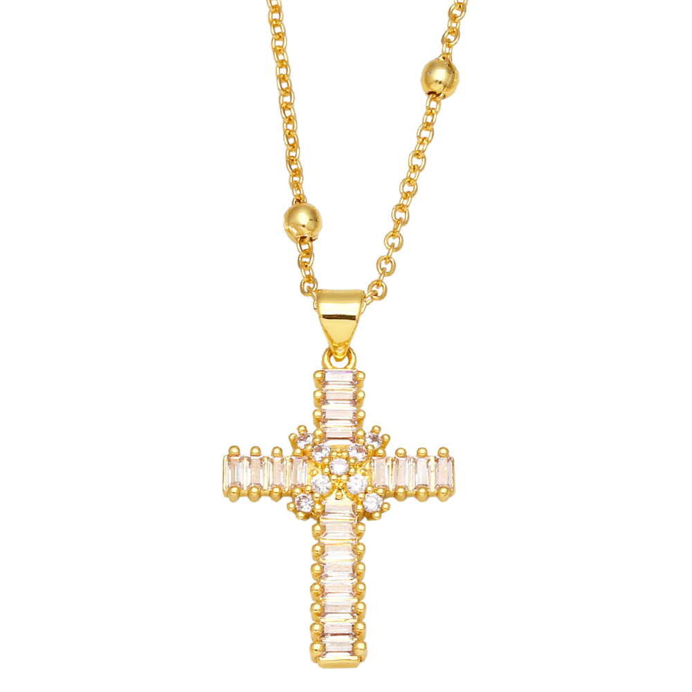 Fashion Cross Copper Pendant Necklace Inlay Zircon Copper Necklaces display picture 3