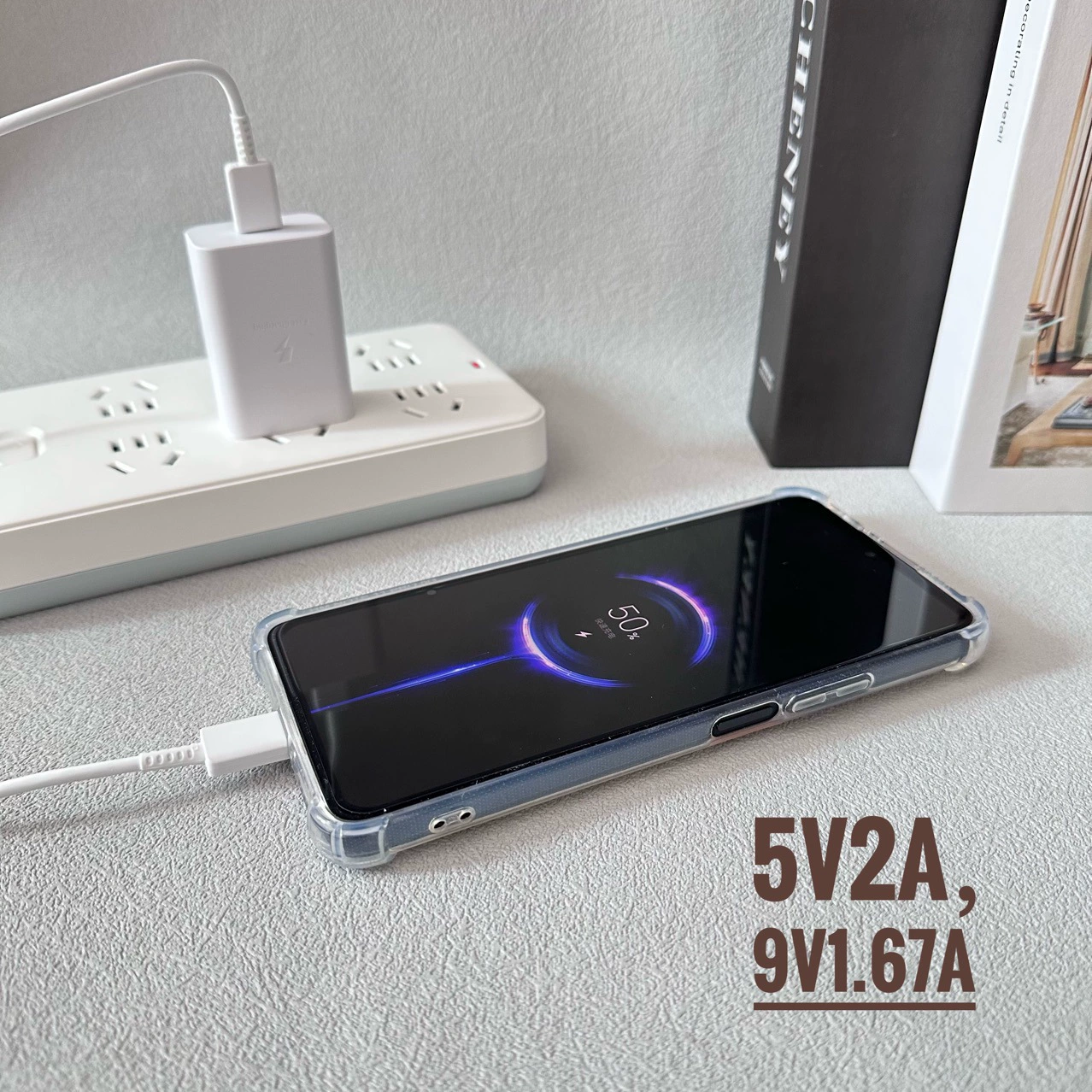 Быстрая зарядка (совместимо с Samsung) 15W PD, USB-C, разъем США/Европа, кабель