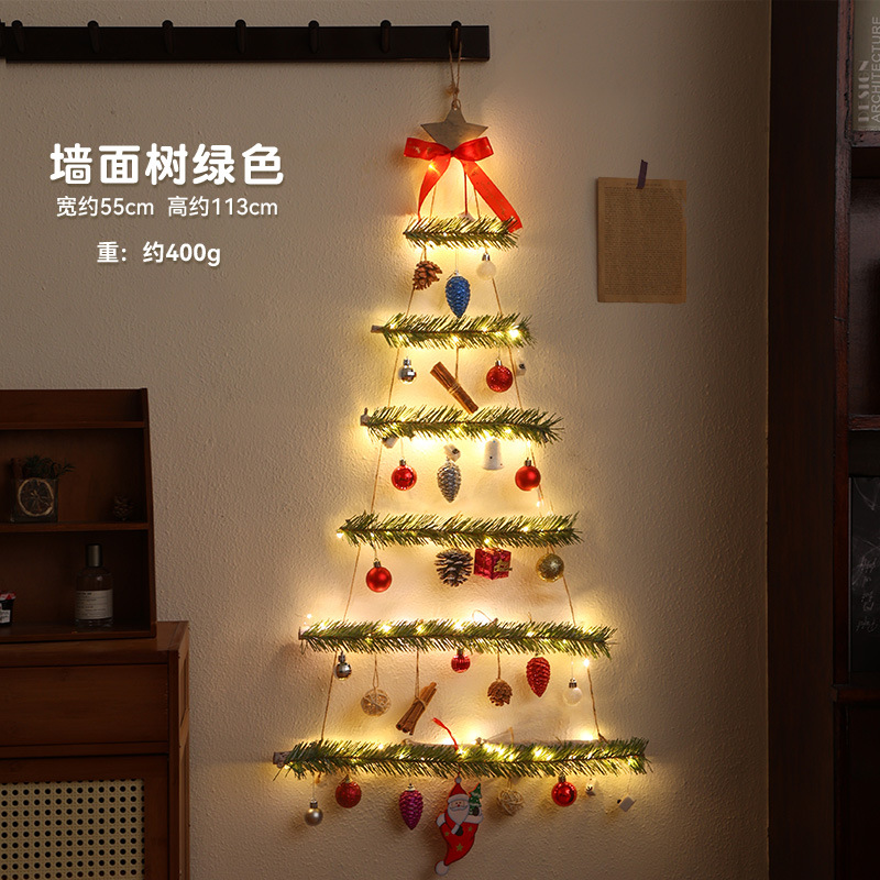 Pared de árbol de Navidad hogar sala de estar pared colgante decoración de caña de Navidad colgante paquete de decoración colgante árbol brillante