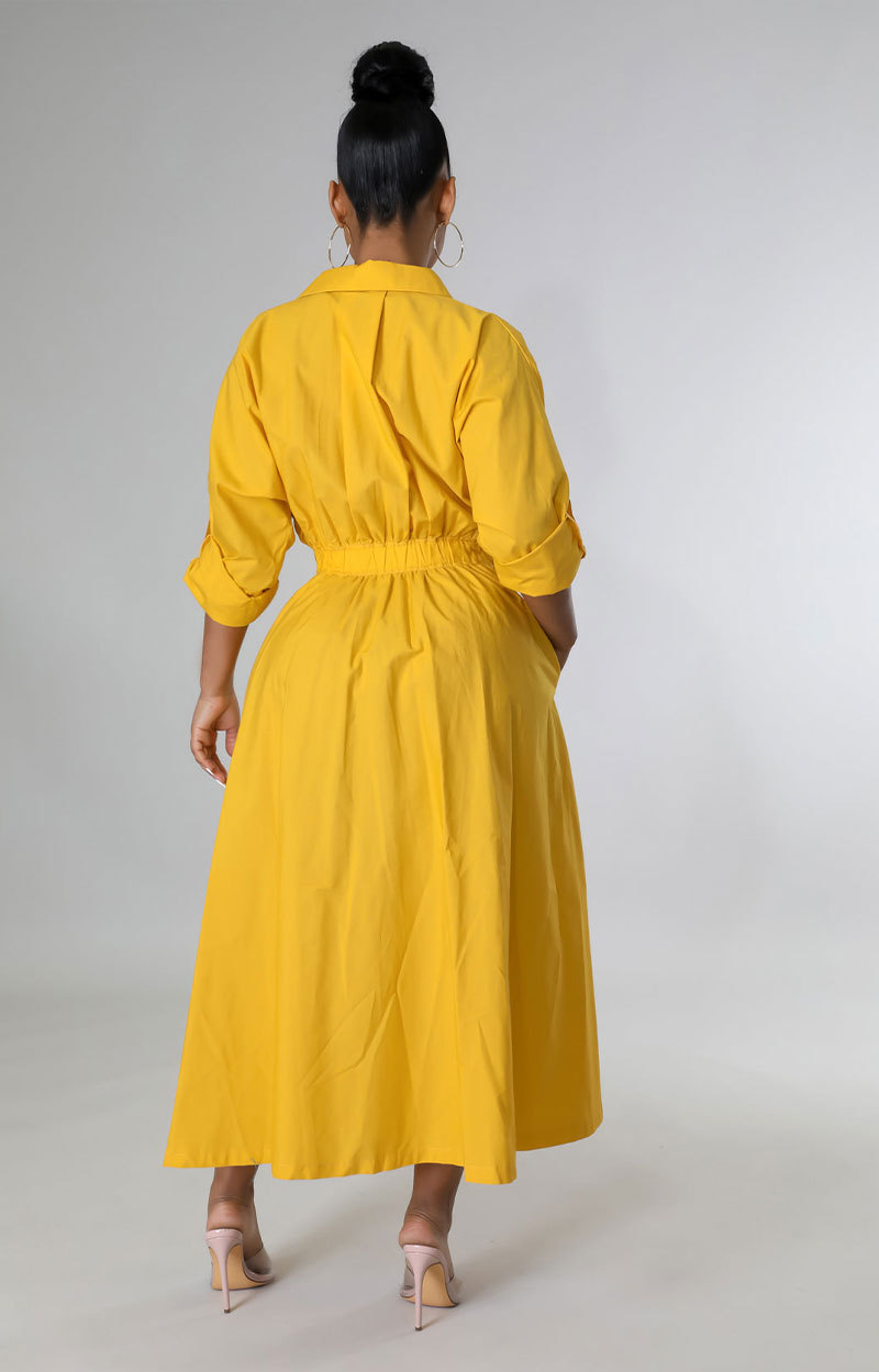 Women's Shirt Dress Fashion Turndown Long Sleeve Solid Color Maxi Long Dress Daily display picture 2