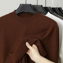 可机洗秋季男士圆领精纺纯羊毛衫高端休闲秋冬薄打底羊绒手感毛衣