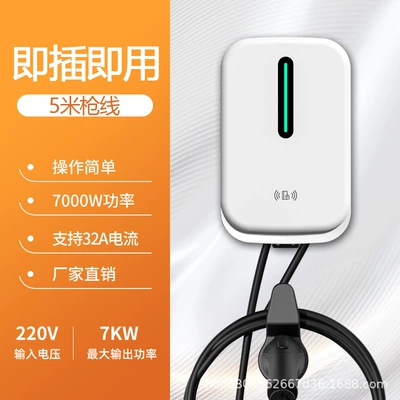 Qiao Chong New Energy Charging Pile Home 7Kw Charging Pile Tesla Byd Geely Dongfeng 4S Store Neutral (Elektrikli avtomobil şarj stansiyaları) - 7kw-plug-and-play-white-5m